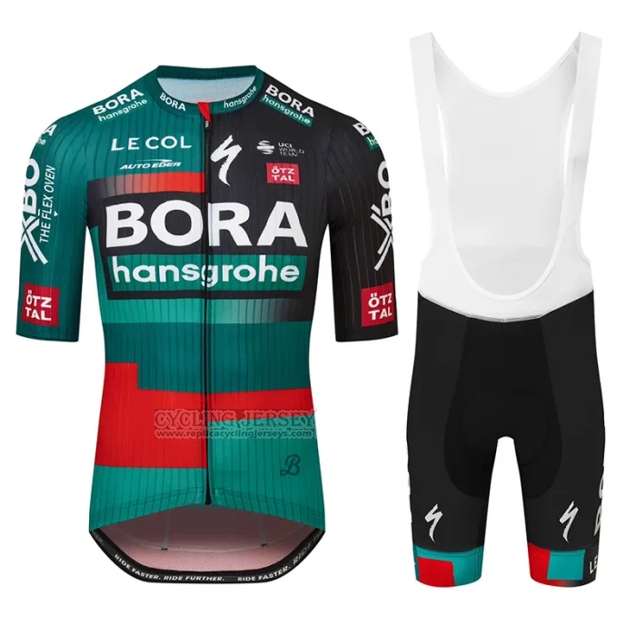 2023 Cycling Jersey Bora-Hansgrone Green Red Short Sleeve and Bib Short